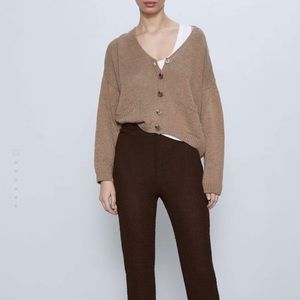 Zara’s Taupe Knit Cardigan Sweater